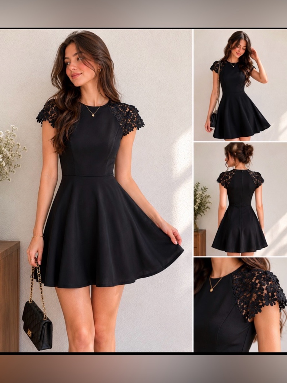 Lulus Dress Women Sz XL Black Short Lace/Wedding Guest Cocktail 🍸